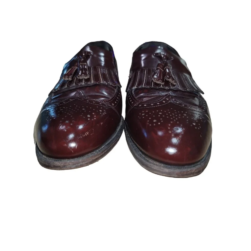 ET Wright Men's Burgundy‎ Wingtip Kiltie Tassel Loafers Dress Shoes Size 11.5 B